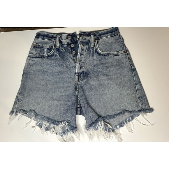 AGOLDE Pants - Agolde Jaden High Rise Cut Off Button Fly Distressed Denim Jean Shorts Sz 24